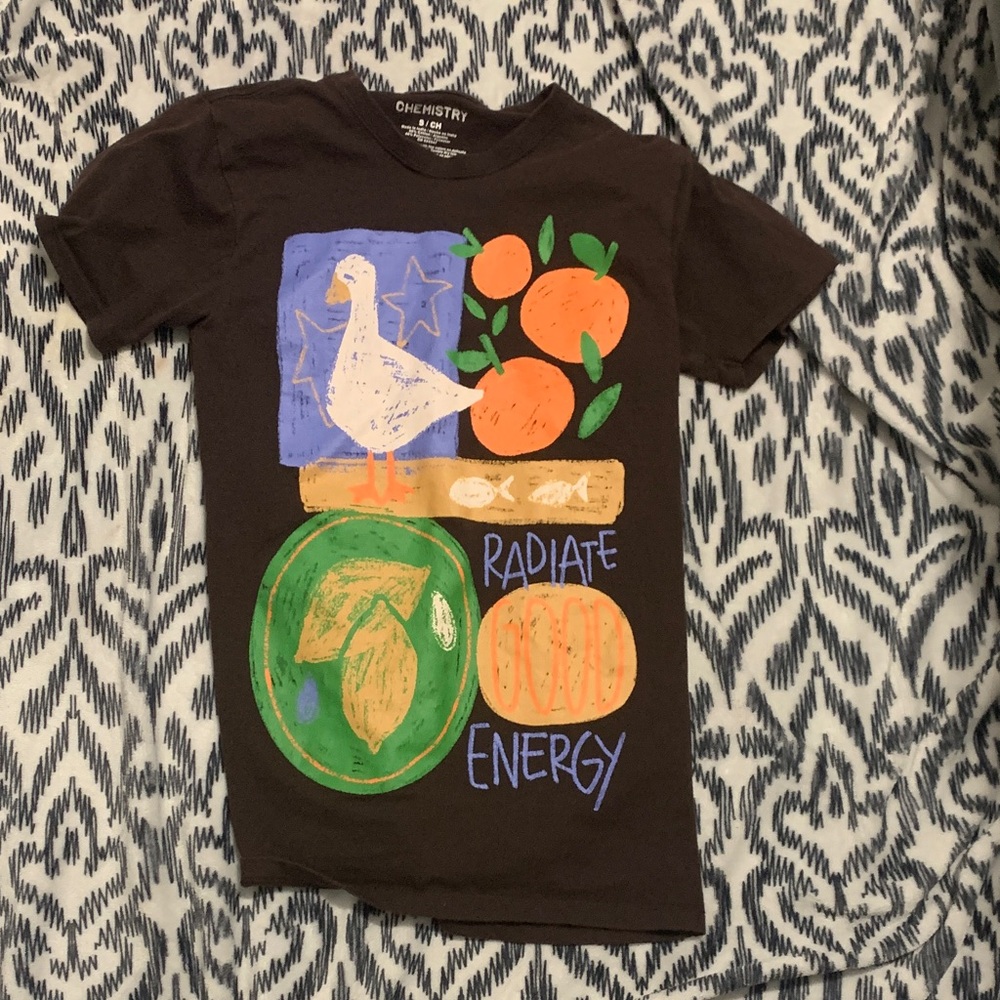 Chemistry Brown Short Sleeve Tee with Orange & Green Graphic